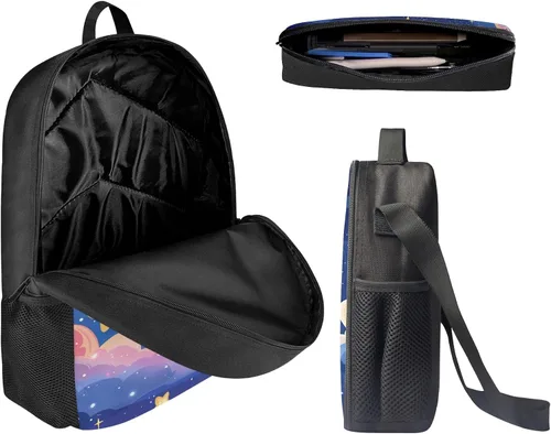 Miniatura 26 de HUGS IDEA Juego de 3 bolsas escolares con aislamiento térmico para el almuerzo, estuche para lápices