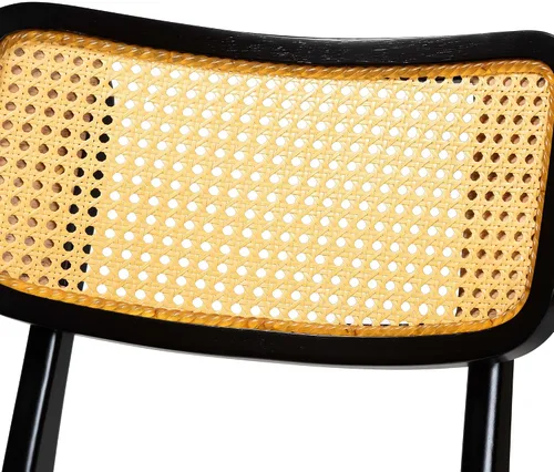 Miniatura 6 de Baxton Studio Tafari Mid-Century - Juego de sillas de comedor de 2 piezas con acabado marrón oscuro y ratán