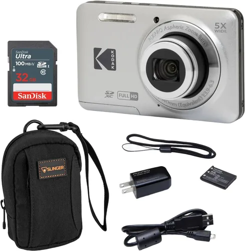 KODAK PIXPRO FZ55-BK - Cámara digital de 16 MP con zoom óptico 5X de 1.102 in gran angular 1080P Full HD Video 2.7 pulgadas, cámara LCD de vlogging.