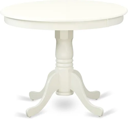 Miniatura 3 de East West Furniture ANAV5-LWH-W - Juego de mesa de comedor de 5 piezas, incluye una mesa de cocina redonda con pedestal y 4 sillas de comedor, 36 x