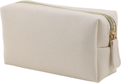 Bolsa de maquillaje de cuero Apooliy para bolso de viaje, organizador de cosméticos portátil pequeño para mujeres y niñas, bolsa de maquillaje con