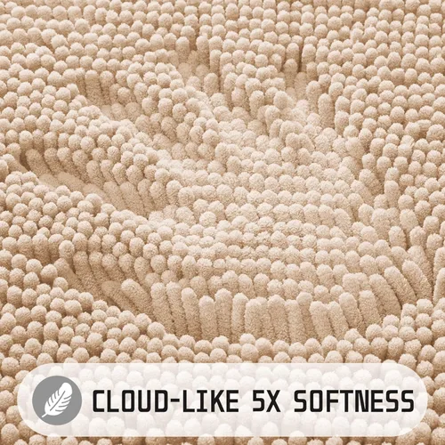 Miniatura 4 de Yimobra Tapetes de baño lavables, de chenilla súper suave y absorbente, para suelo y alfombra, de secado rápido, antideslizante, para bañera y Beige