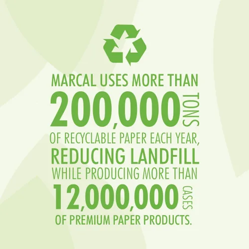 Miniatura 5 de Marcal Papel higiénico profesional, 100 % reciclado, 2 capas, blanco, 500 hojas suaves y absorbentes por rollo, 96 rollos por caja, certificado