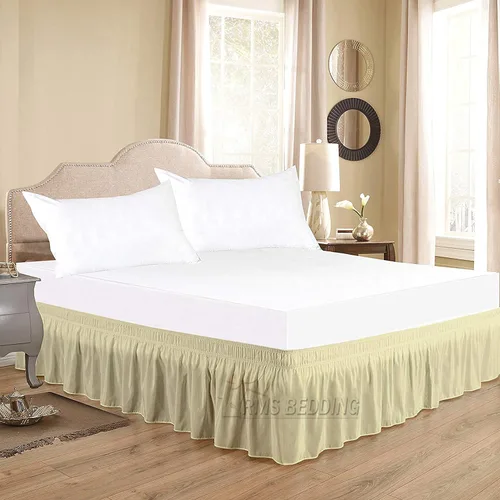 Miniatura 2 de Faldas de cama envolventes con cinturones elásticos ajustables de tres lados de tela, fácil ajuste, resistentes a las arrugas y a la decoloración