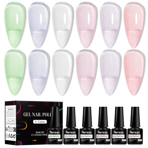 Miniatura 22 de MTSSII Juego de 18 esmaltes de uñas de gel, color nude, rosa, azul, amarillo, kit de esmalte de uñas de gel, compatible con lámpara UV/LED, remojar