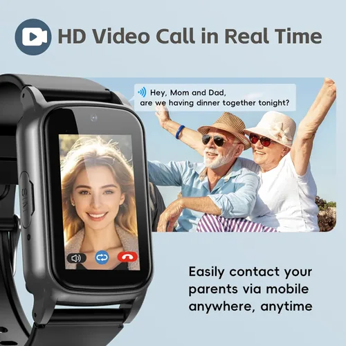 Miniatura 4 de Smart Watch for Seniors with Fall Detection -GPS Tracker with Video Call, SOS Button, Heart Rate & Step Counter, Alarm for Elderly Men & Women -No