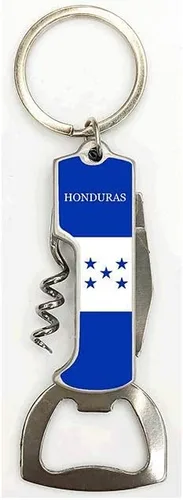Bandera de Honduras 3 en 1 sacacorchos Metal abrebotellas llavero - Honduras Souvenirs