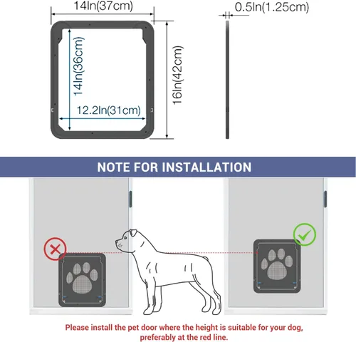 Miniatura 3 de Puerta de perro para puerta mosquitera, puerta para mascotas para puerta corrediza de mascotas con cerradura para perros pequeños a grandes