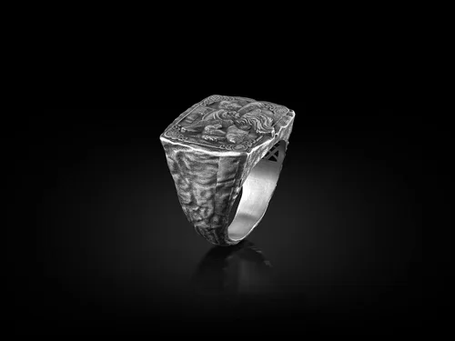 Miniatura 6 de BySilverStone Jewelry - Anillo de plata Odin The Viking God with Raven Signet, joyería de mitología escandinava, anillo para hombre de Hugin Munin
