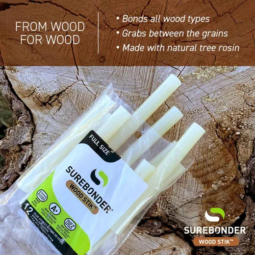 Miniatura 4 de Surebonder WS-12 - Barras de pegamento caliente de tamaño completo para carpintería, alta resistencia, unión rápida, pegamento caliente