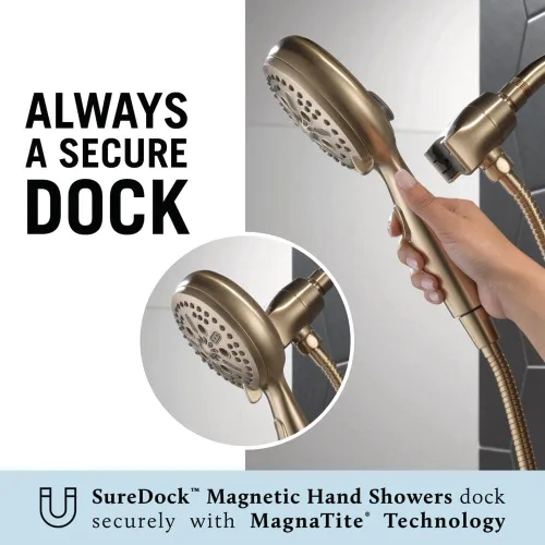 Miniatura 5 de Delta Faucet 54810-CZ-PK SureDock - Ducha magnética de mano, bronce champán, 7 ajustes de pulverización
