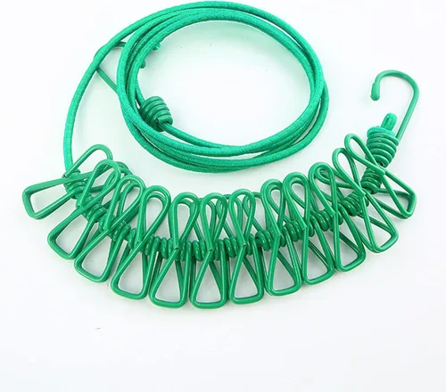 Miniatura 11 de 1 tendedero de viaje portátil resistente al viento, tendedero retráctil elástico para ropa con 12 pinzas para la ropa, adecuado para interiores