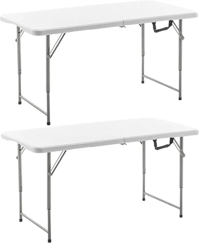 Miniatura 29 de BTEXPERT Juego de 2, mesa plegable de utilidad de 4 pies, ligera, altura ajustable, portátil, con asa de transporte, para interiores y exteriores