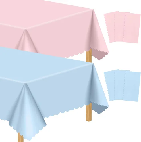 Miniatura 22 de 3 Pack Plastic Black Tablecloth, 54 X 108Inch Disposable Scalloped Dessert Table Coth for Rectangle Tables Waterproof Outdoor Table Cover for BBQ