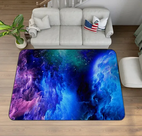 Miniatura 16 de Alfombra de ilusión óptica 3D azul y verde, patrón geométrico de remolino, para dormitorio, sala de estar, decoración de interiores, 63 x 47