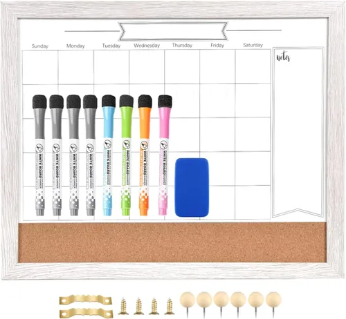 Miniatura 14 de Calendario de borrado en seco para pared, pizarra magnética de borrado en seco de 13 x 17 pulgadas, pizarra de borrado en seco y tablero de Blanco