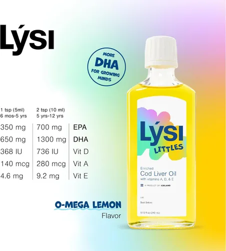 Miniatura 5 de LYSI Littles Aceite de Hígado de Bacalao Enriquecido Sabor a Limón - Omega-3 Puro y Natural para Bebés y Niños con Vitamina D, Islandés, Certificado