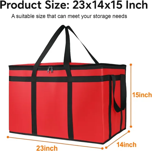 Miniatura 3 de Bodaon Paquete de 2 bolsas grandes aisladas para entrega de alimentos, XXXL para compras de comestibles/catering/pizza, bolsa de entrega de viaje