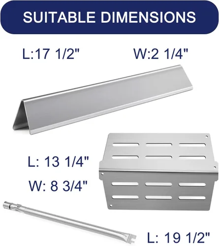 Miniatura 2 de Genesis 300 Grill Parts 7620 Barras aromatizantes para Weber Genesis E310 E320 E330 S310 EP330 con 3 piezas quemador 65505 deflectores de calor