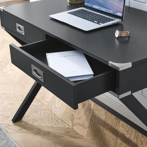 Miniatura 6 de ECLYL Escritorio para computadora con almacenamiento, escritorio de madera maciza con cajones, mesa de estudio moderna para oficina en casa