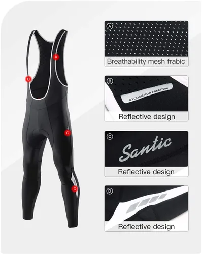 Miniatura 5 de Santic Mens Cycling Bib Pants with padded Winter Bibs Tights