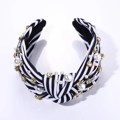 Miniatura 6 de mokkia Diademas anudadas de perlas de cristal para mujer, diadema con diamantes de imitación, diademas adornadas con cuentas de cristal brillante