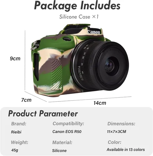 Miniatura 2 de Rieibi EOSR50 EOS R50 Funda protectora de silicona suave para cámara Canon EOS R50 EOSR50 Vlogging, ligera EOS R50 Funda para cámara de cámara Grip
