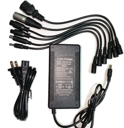 Cargador eléctrico certificado de 54.6V 2A (7 enchufes) universal para batería de 48 V – Compatible con Rad Power, Lectric XP 2.0/3.0, HOVERFLY