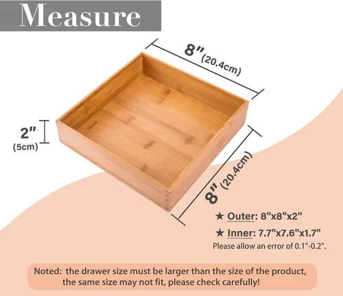 Miniatura 2 de Caja organizadora de bambú para guardar ropa y joyas Caddy Cajas organizadoras cuadradas Cajas de almacenamiento de madera para snacks y nueces