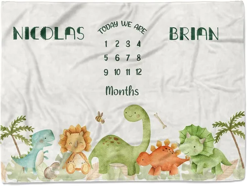 MDPrints - Manta personalizada de hitos individuales, mantas mensuales personalizadas para bebés con nombre para niños y niñas, 30 x 40 y 50 x 60
