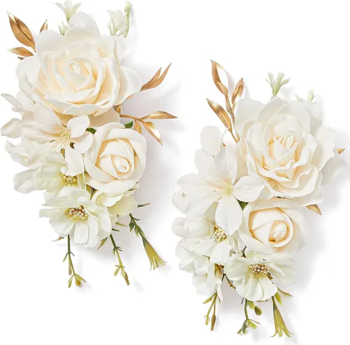 Miniatura 29 de Serwalin Conjunto de Corsage y Boutonniere Rosa, Corsage y Boutonniere de Graduación, Conjunto de Flores de Boda, Accesorios de Homecoming