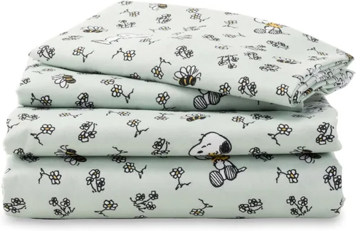 Miniatura 10 de Berkshire Blanket Peanuts® - Juego de sábanas para niños, tamaño individual, 3 piezas, lindo personaje Snoopy impreso, sábanas de microfibra suave