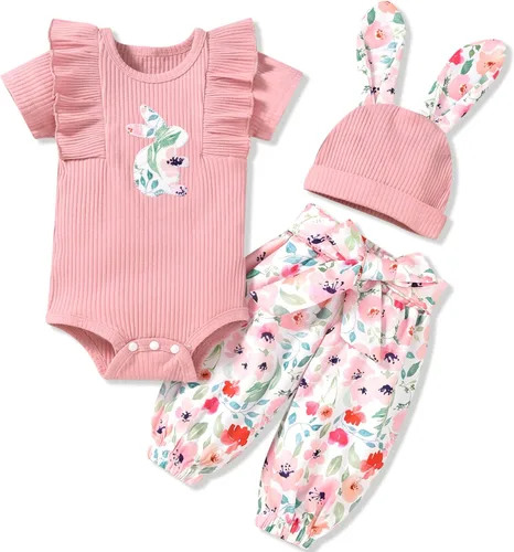 Miniatura 38 de fioukiay Conjunto de ropa de verano para bebés y niñas recién nacidas prematuros, mameluco, pantalones, diadema, conjunto de ropa para el verano