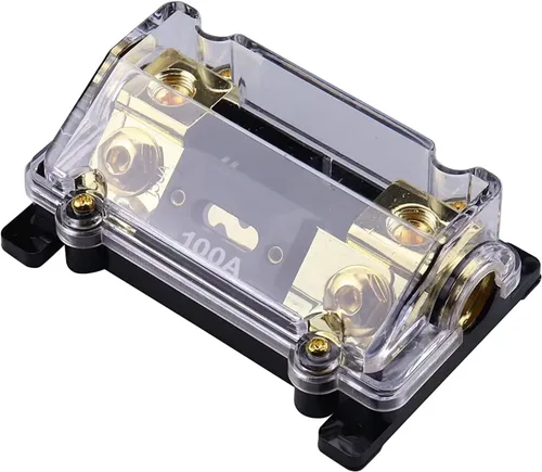 Miniatura 2 de ZOOKOTO Portafusibles de 100 A, audio estéreo para automóvil, soporte de fusibles ANL en línea de calibre 0, 2, 4, con fusible ANL de 100 amperios
