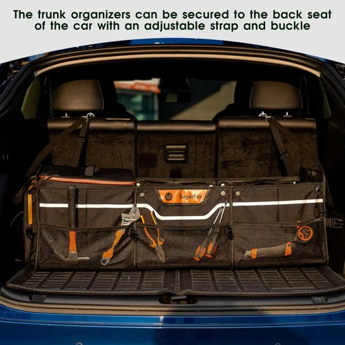 Miniatura 8 de SugarFox Organizador de maletero para coche todoterreno, organizador de cajuela impermeable resistente, organizador de coche plegable y colapsable
