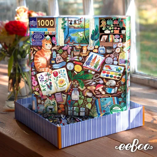 Miniatura 6 de eeBoo Rompecabezas de 1000 piezas con diseño de gato de naturalista para adultos, cuadrado de 23 x 23 pulgadas, fabricado con tablero reciclado