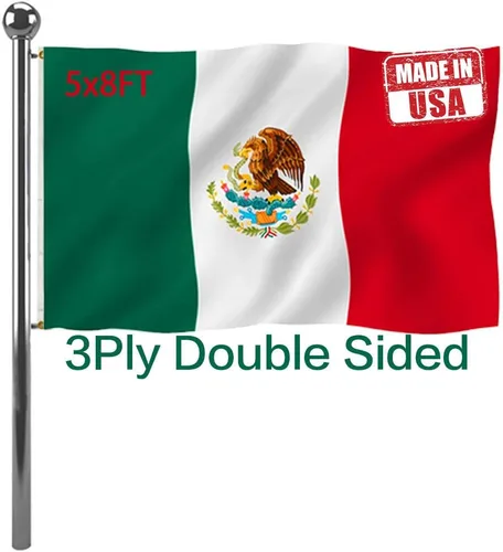 Miniatura 12 de Jayus Banderas de México de doble cara de 3 x 5 pies para exteriores, colores vivos, resistentes, 100% poliéster, bandera nacional mexicana MX con 2