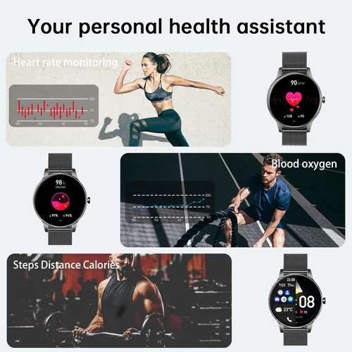 Miniatura 3 de Relojes inteligentes para hombres y mujeres (contestar/realizar llamadas), pantalla HD de 1.27" con rastreador de actividad física, monitor de ritmo