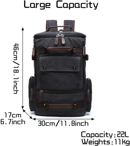 Miniatura 3 de Mochila de lona vintage Mochila de viaje casual Mochila de 15.6 pulgadas para laptop Mochila de senderismo camping