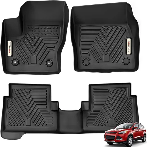 YITAMOTOR Alfombrillas para Ford Escape 2013-2019, Ford C-Max 2013-2018, forros de piso personalizados para todo clima de TPE, tapetes para la 1ª y