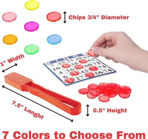Miniatura 6 de MR CHIPS Varita magnética de bingo mejorada hecha en Estados Unidos y 200 piezas de chips de plástico rojo de ¾ pulgadas con anillos de metal, apoya