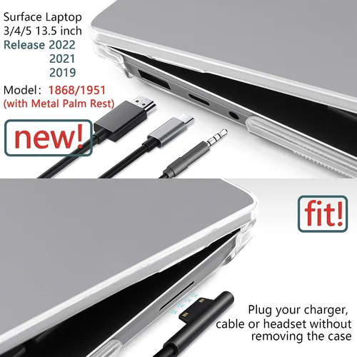 Miniatura 3 de TWOLSKOO Funda para portátil Microsoft Surface de 13.5" 5/4/3 con reposamanos de metal modelo 1951/1868, carcasa rígida de plástico protector