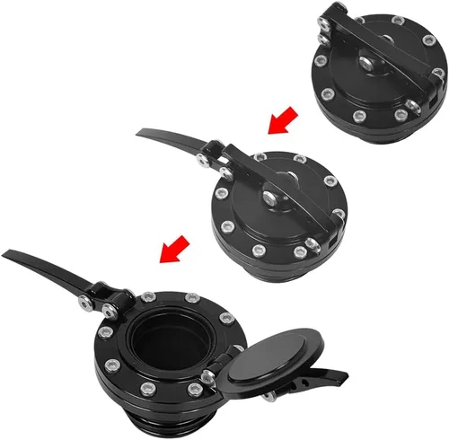 Miniatura 4 de Tapa de tanque de combustible de liberación rápida en negro para motocicleta, para Harley Sportster XL 1200 883 X48 Dyna Touring 1996 y posteriores