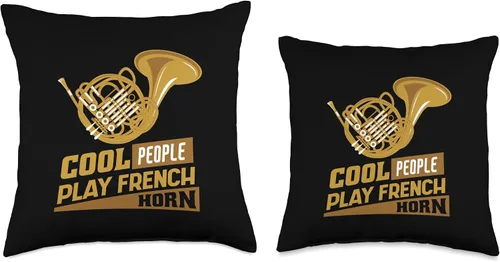 Miniatura 3 de Echoes Of Brilliance French Horn Cool People Play French Horn Music Throw Pillow, 16x16, Multicolor