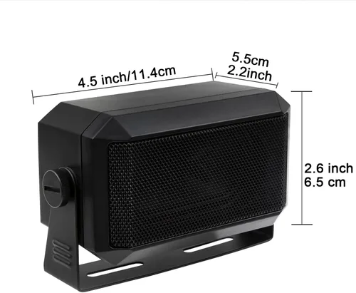 Miniatura 2 de Altavoz rectangular de comunicaciones externas para radioaficionado o CB y escáneres, 5 vatios, color negro