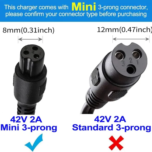 Miniatura 2 de Adaptador de corriente de 0.31 pulgadas 42V 2A con conector en línea de 3 clavijas para Dirt Quad, Pocket Mod, Sports Mod 36V Fuente de alimentación