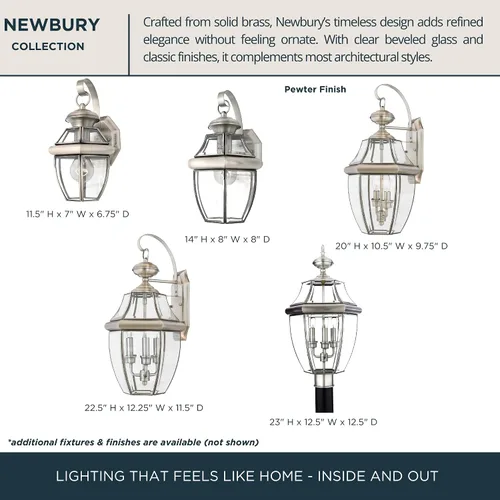 Miniatura 5 de Quoizel Newbury - Farol de poste para exteriores, poste de lámpara de campo francés de peltre de 23 pulgadas, 3 luces, poste exterior para patio