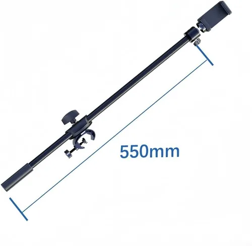Miniatura 3 de Soporte de micrófono giratorio con clip de micrófono y soporte para teléfono, soporte de extensión de 21.7 in para montaje en trípode, ajustable