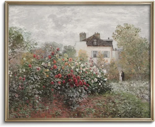 Miniatura 39 de Pintura vintage de paisaje de campo de flores silvestres, arte de pared de paisaje rural de granja, impresión artística de paisaje de jardín
