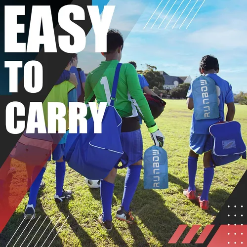 Miniatura 5 de Portería de fútbol infantil de 6 x 4 pies con bolsa de transporte, red de fútbol plegable portátil para entrenamiento de práctica en el patio Azul